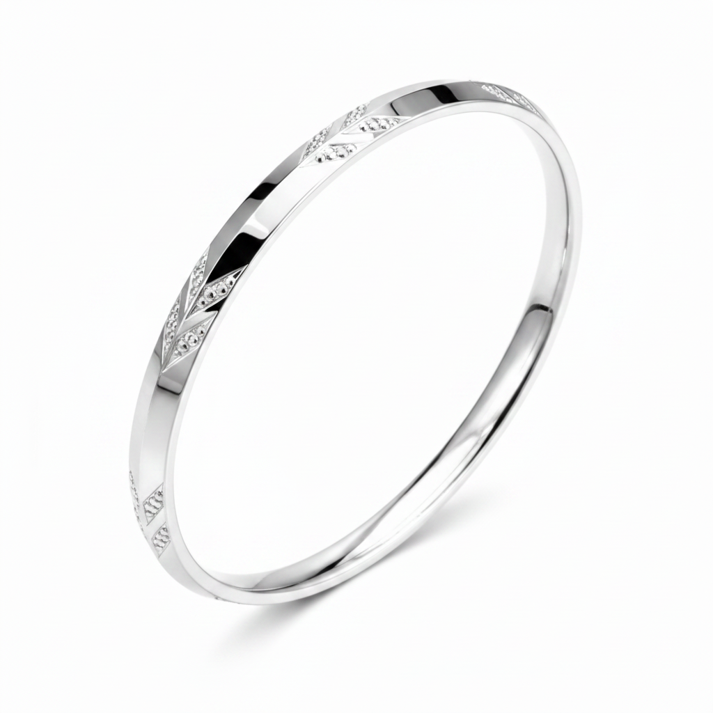 925 Sterling Silver Diamond-Cut Designer Kada for Men & Women
