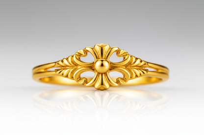 NuGold Vintage Blossom Heart Ring
