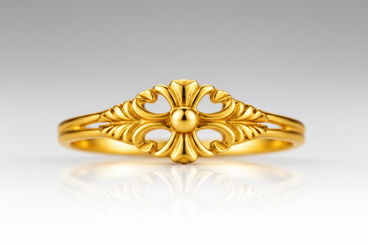 NuGold Vintage Blossom Heart Ring