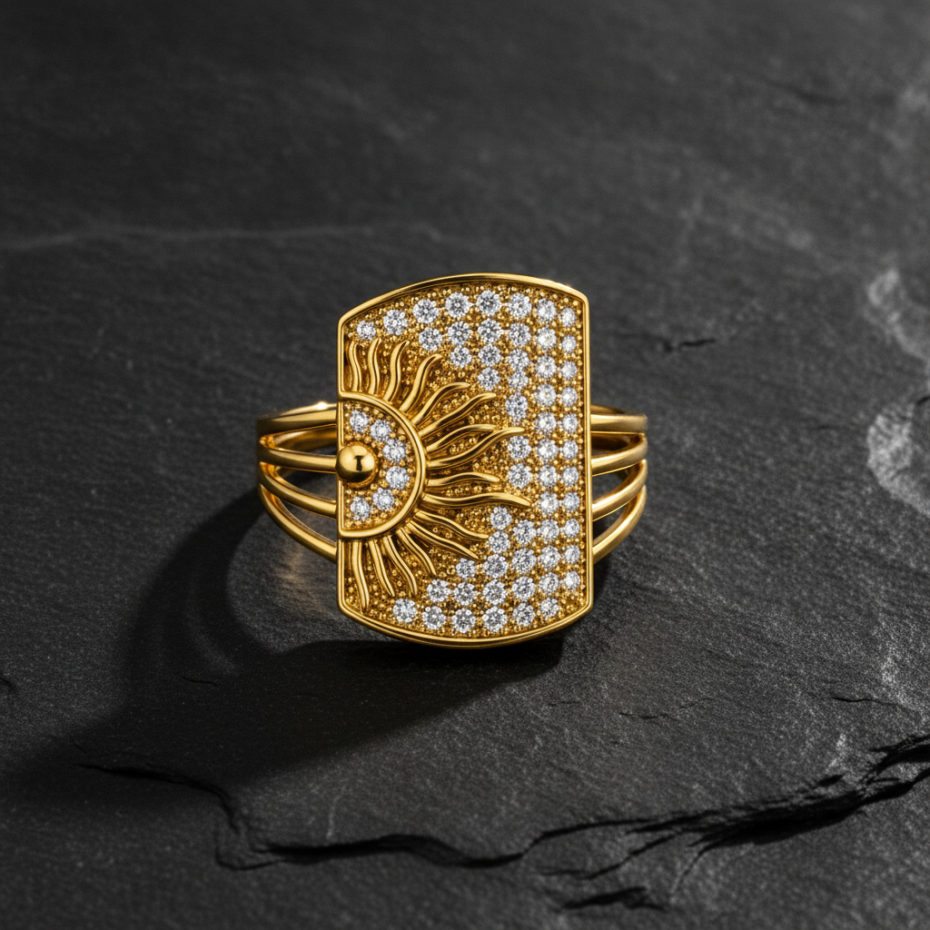 Golden Sunburst Radiance Statement Ring