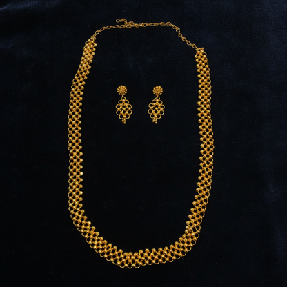 NUGOLD Premium Gold Beaded Choker Necklace Set with Matching Earrings