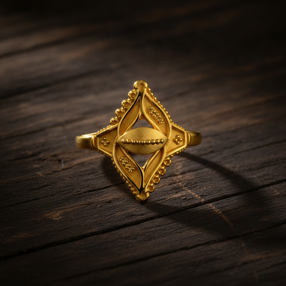 Regal Leaf Crest Heritage Statement Ring for Women