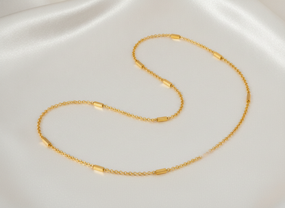 NUGOLD Minimalist Gold Link Chain with Bar For Unisex