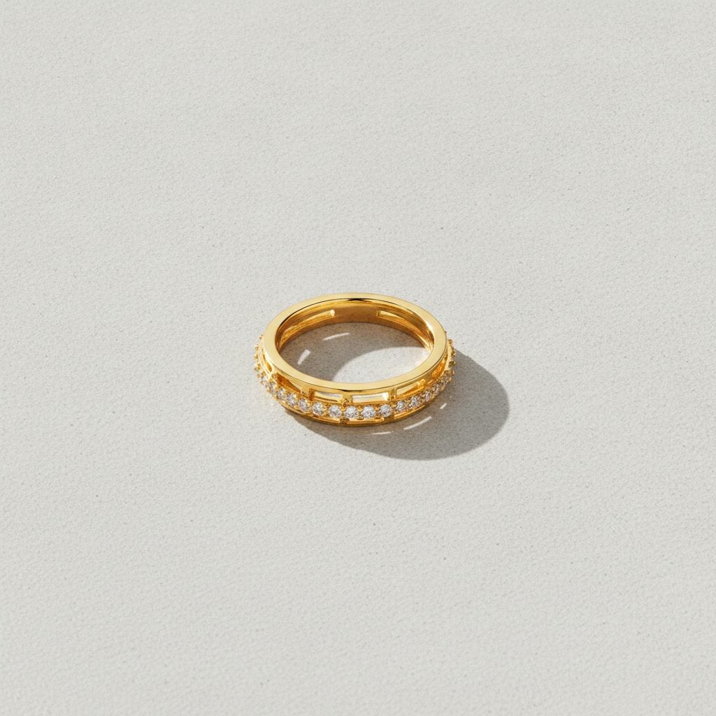 NUGOLD CZ Band Ring for Women With CZ Stone