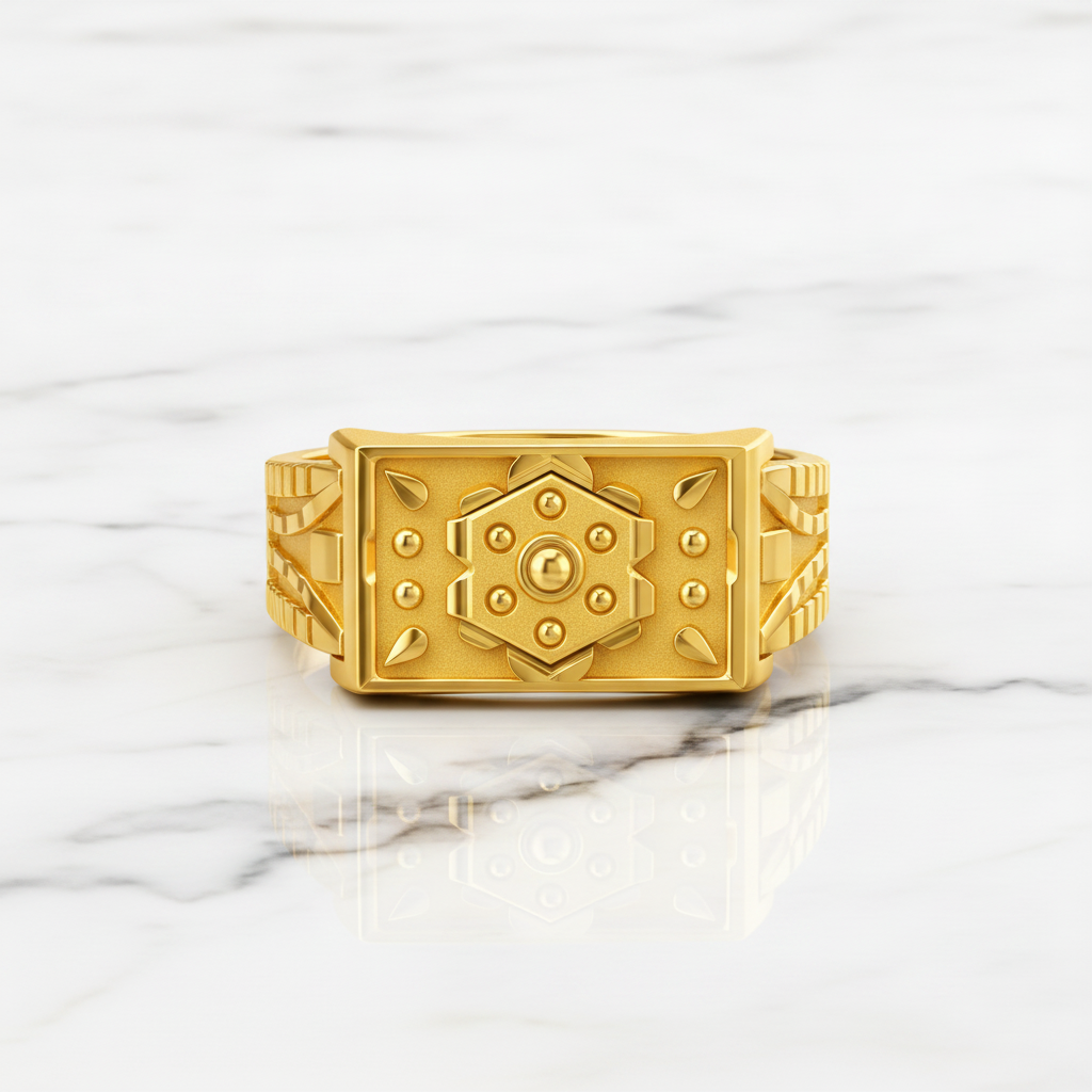 Royal Crest Geometric Statement Ring for Men