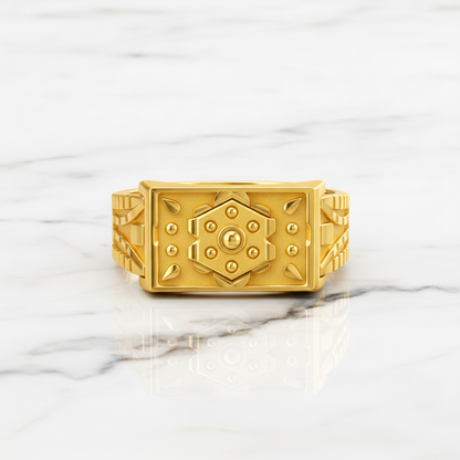 Royal Crest Geometric Statement Ring for Men