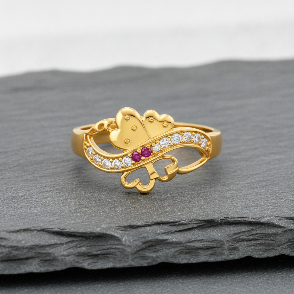 Royal Heart Infinity Ruby CZ Designer Ring