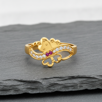 Royal Heart Infinity Ruby CZ Designer Ring