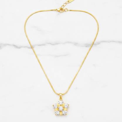 Dainty Floral Cubic Zirconia Pendant Necklace for Women