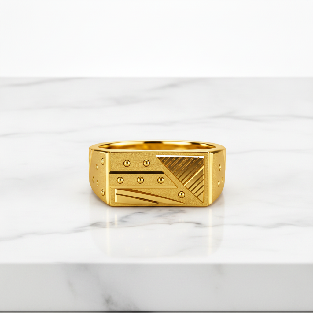 Urban Edge Geometric Textured Statement Ring for Men