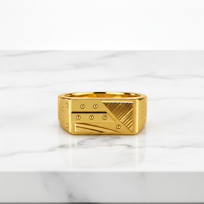 Urban Edge Geometric Textured Statement Ring for Men
