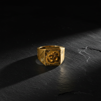 NuGold Divine Om Heritage Gold Signet Ring for Men