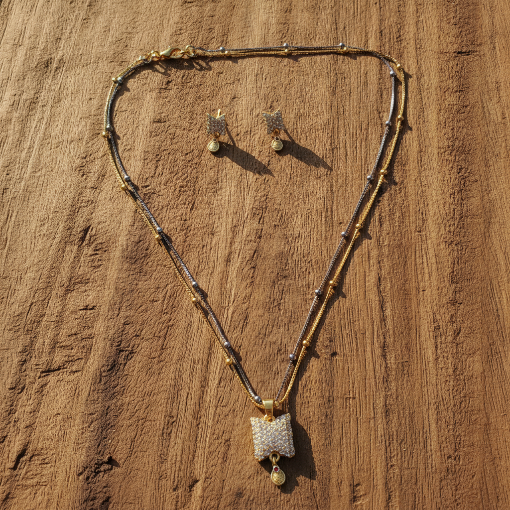 NUGOLD Crystal Veil Pendant & Earrings Set