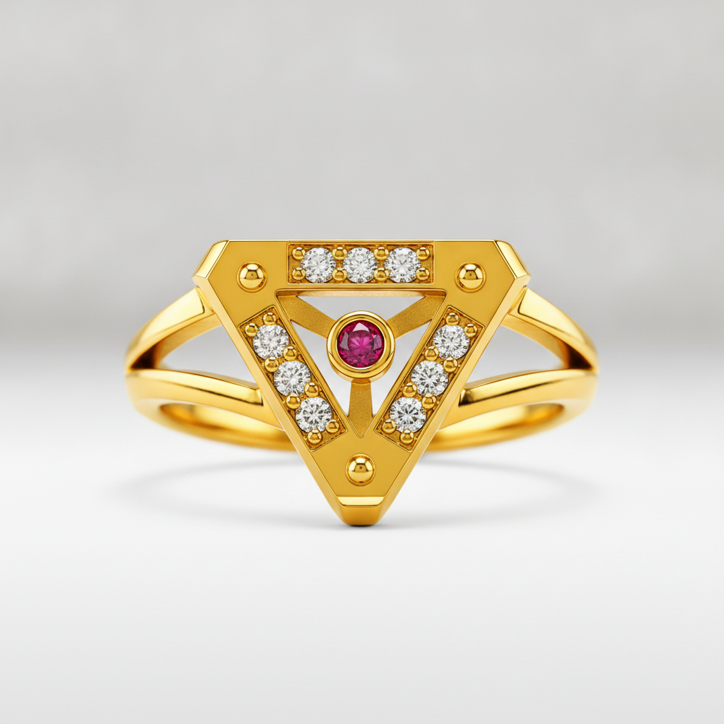 Royal Ruby Trigon Radiance Statement Ring for Women