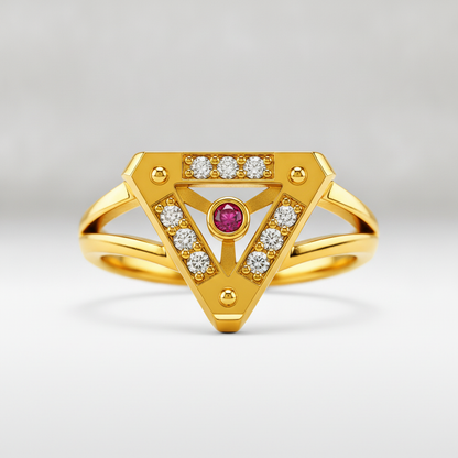 Royal Ruby Trigon Radiance Statement Ring for Women