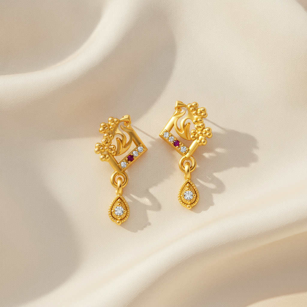 Royal Beaded Teardrop Crystal Drop Earrings for Women
