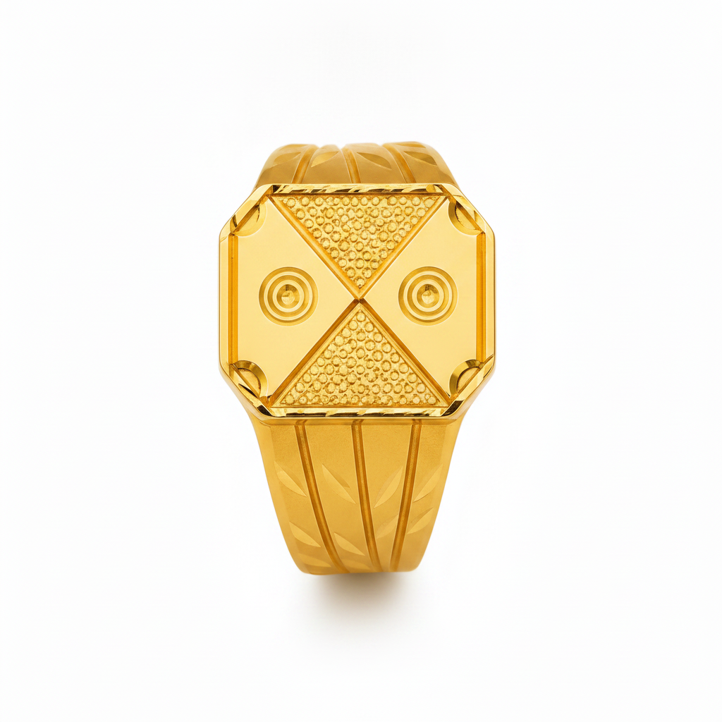 Royal Quad Crest Geometric Signet Ring for Men