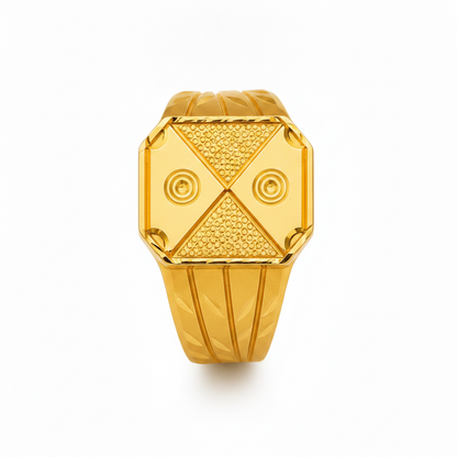 Royal Quad Crest Geometric Signet Ring for Men