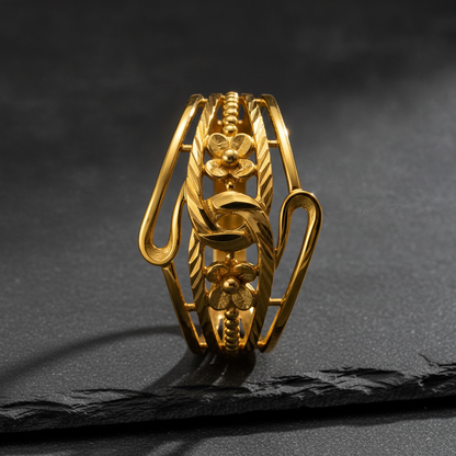 Elegant Floral Leaf Multilayer Cuff Ring for Women