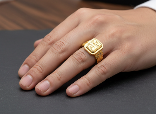 NUGOLD Premium Men’s Ring with Rectangular Engraved Design