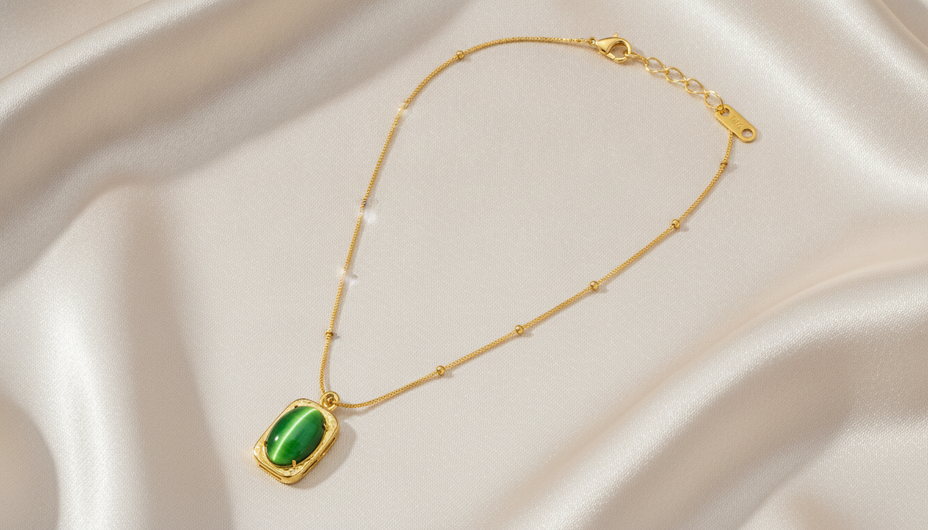 Luxe Green Stone Gold Pendant Necklace for Women