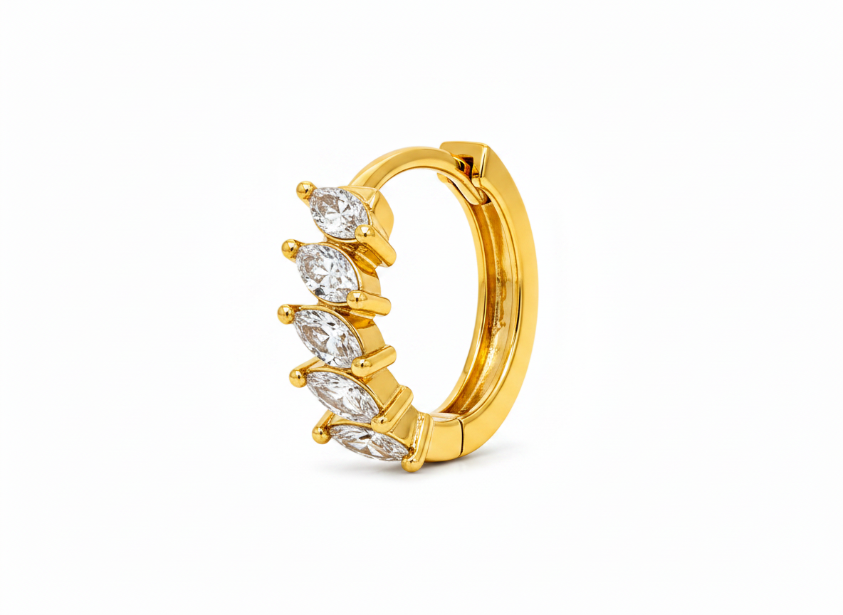 NuGold Luxury Gold Plated Leaf Design Hoop Earrings for Women & Girls