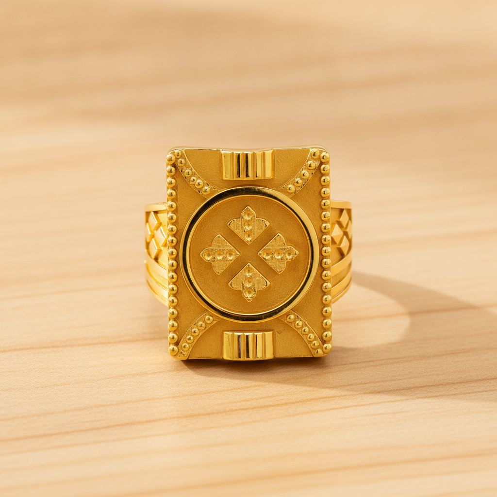 Royal Insignia Textured Statement Ring for Men