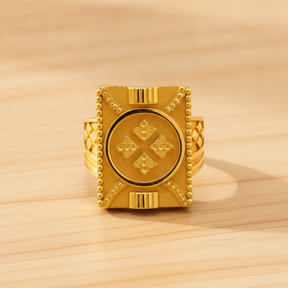 Royal Insignia Textured Statement Ring for Men
