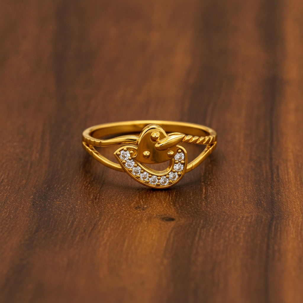 Royal Lovebird Heart Embrace Statement Ring for Women