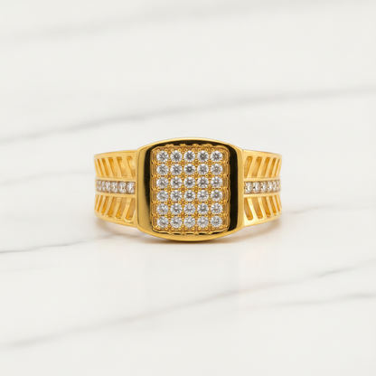 Premium Square Pavé Statement Ring for Men