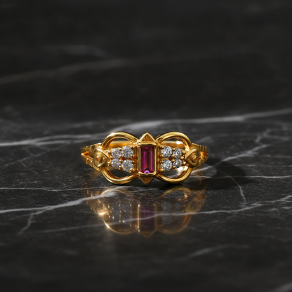 Regal Ruby Infinity Crest Statement Ring for Women