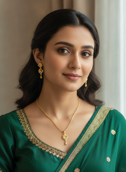 Elegant Wave Crystal Pendant Necklace Set