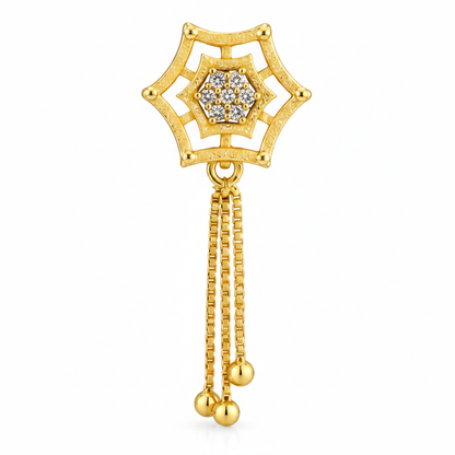 NuGold Star Charm Tassel Crystal Earrings