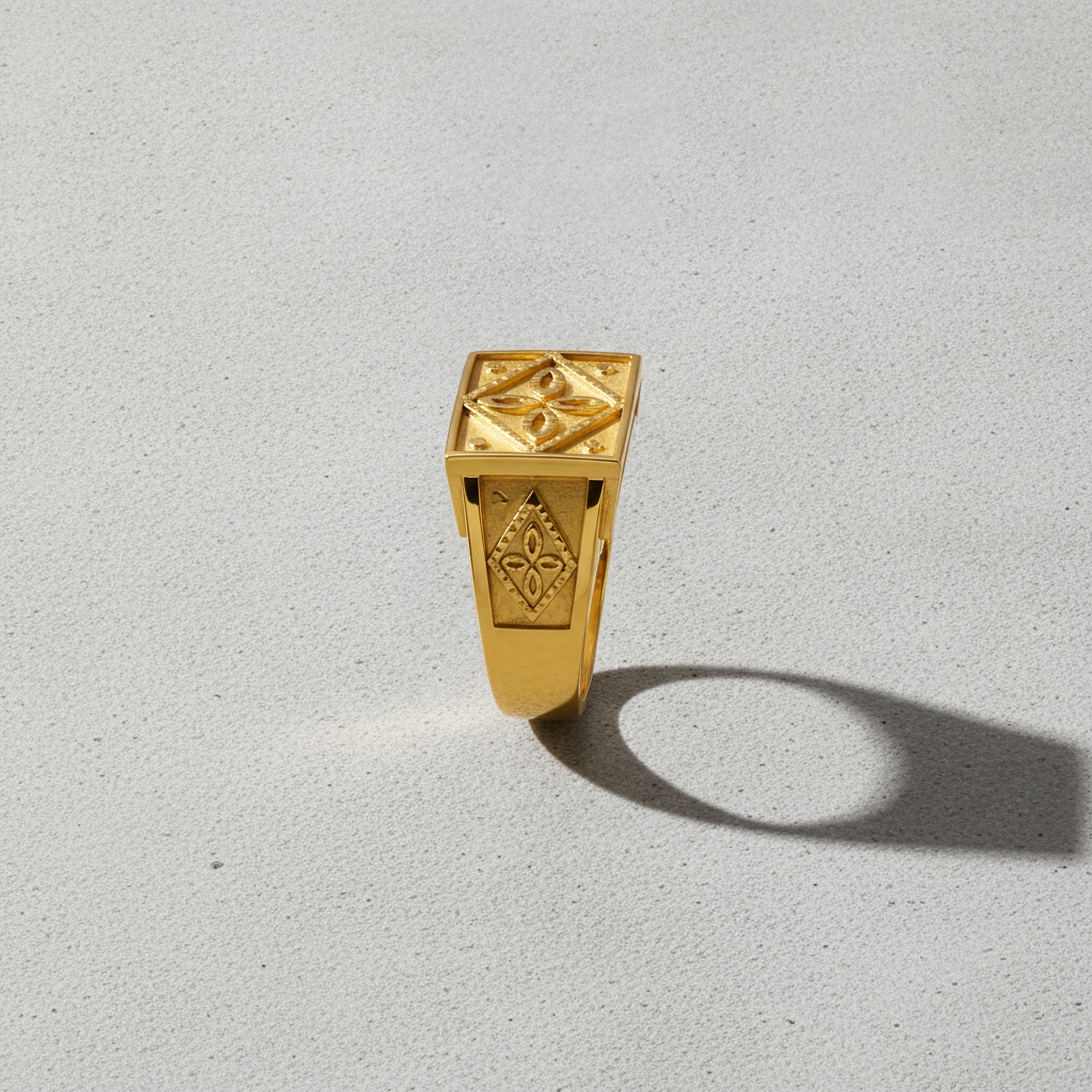 Royal Four-Petal Heritage Signet Ring for Men