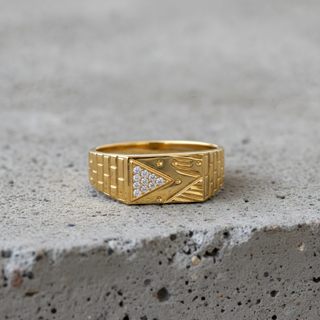 Classic Crystal CZ Triangle Statement Ring for Men