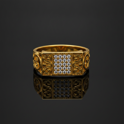 Vintage CZ Ornate Pattern Ring for Men
