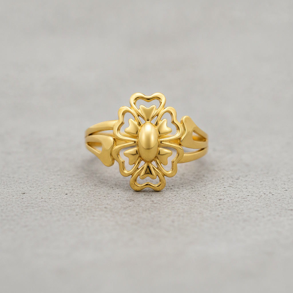 Elegant Floral Openwork Statement Ring for Women
