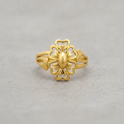 Elegant Floral Openwork Statement Ring for Women