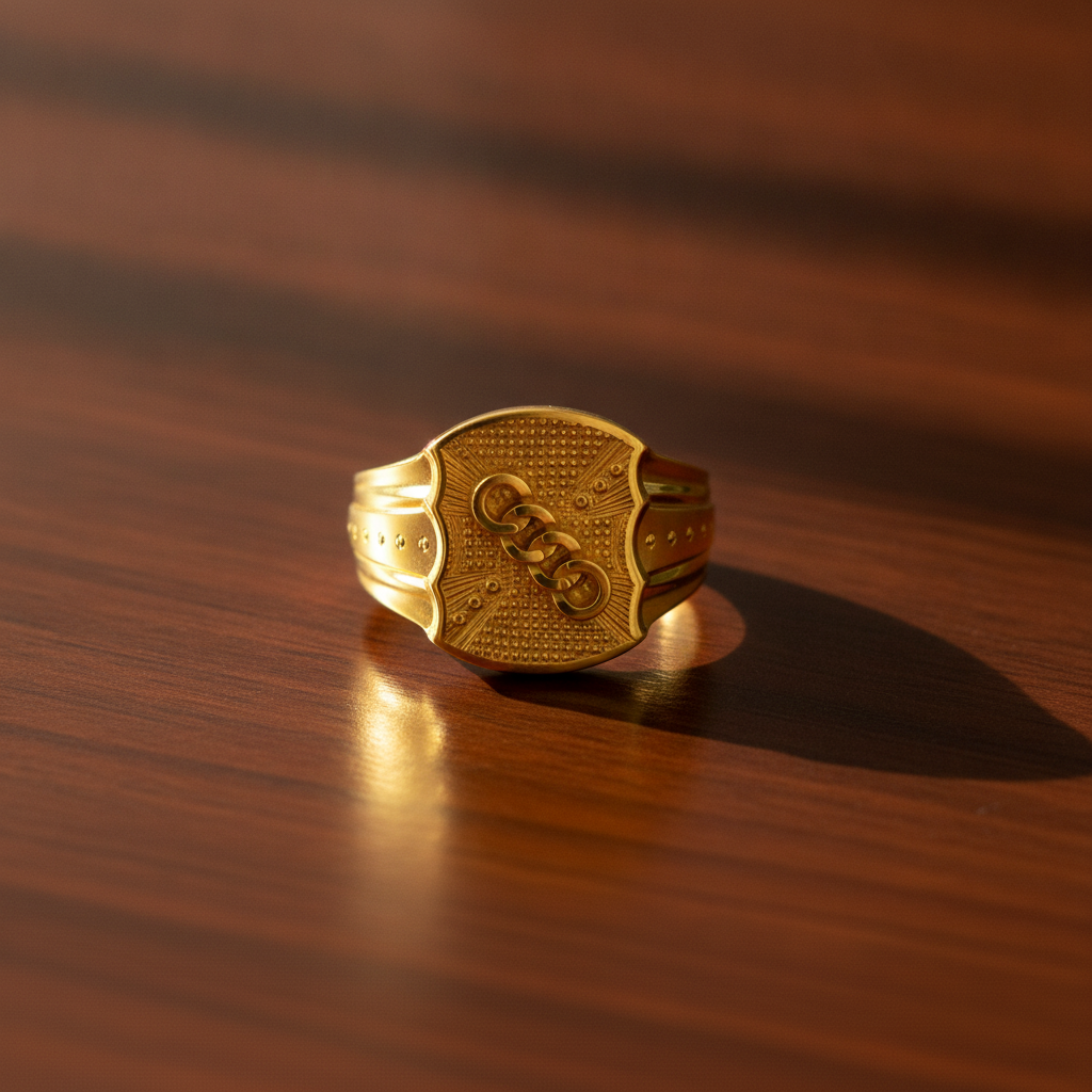 Regal Interlock Crest Statement Ring for Men