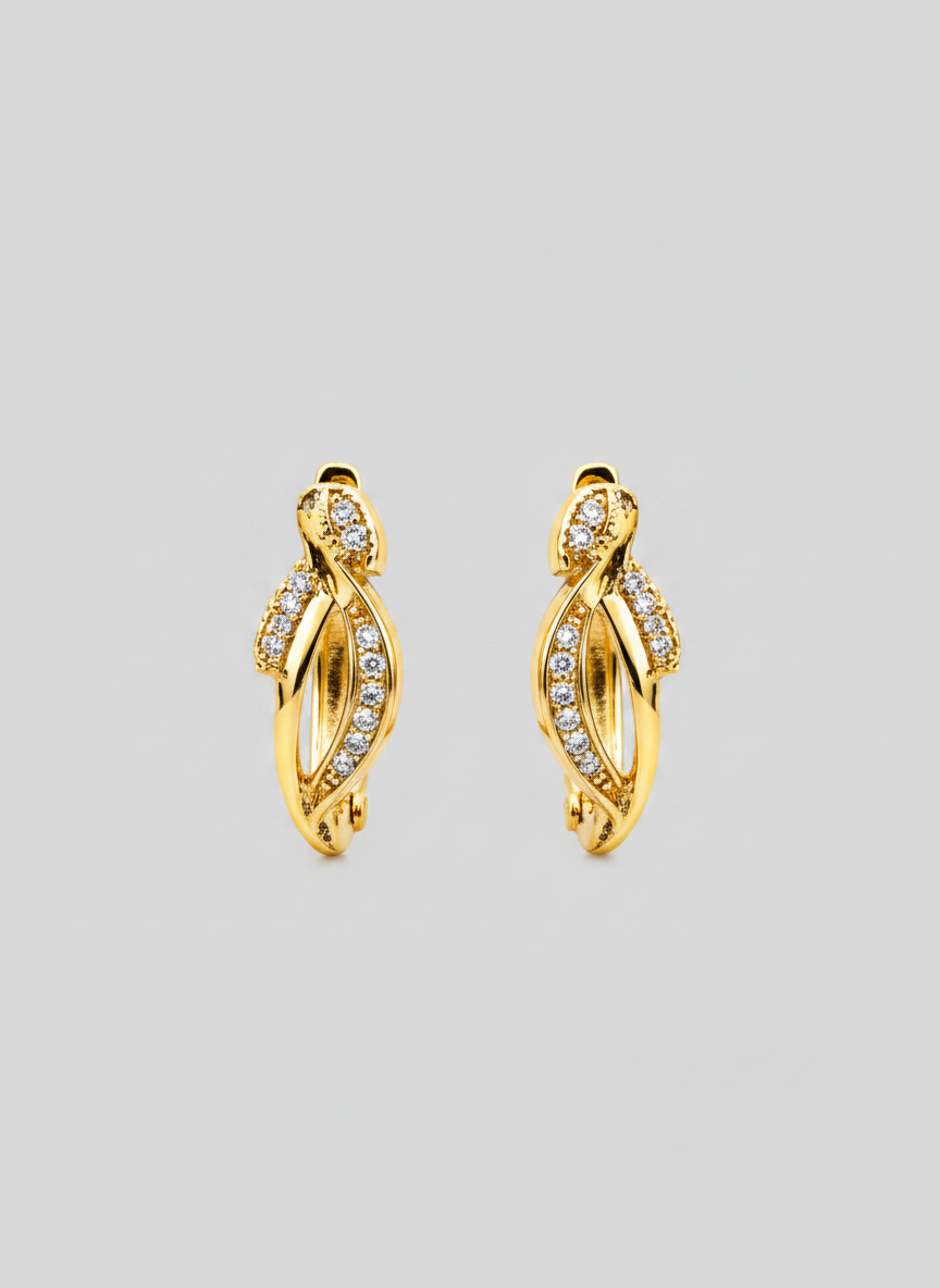Twisted Crystal Gold-Toned Hoop Earrings for Women