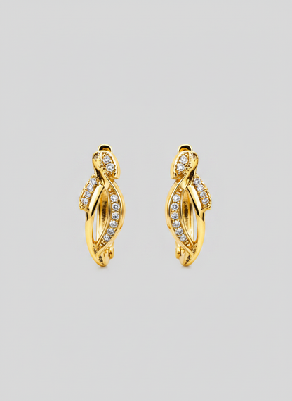 Twisted Crystal Gold-Toned Hoop Earrings for Women
