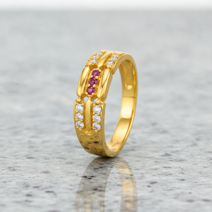 Imperial Ruby Triple Channel CZ Ring