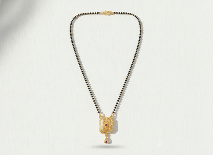 NUGOLD Traditional Black Bead Mangalsutra with Elegant Pendant