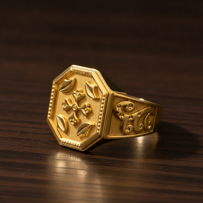 Imperial Fleur Crest Heritage Signet Ring for Men