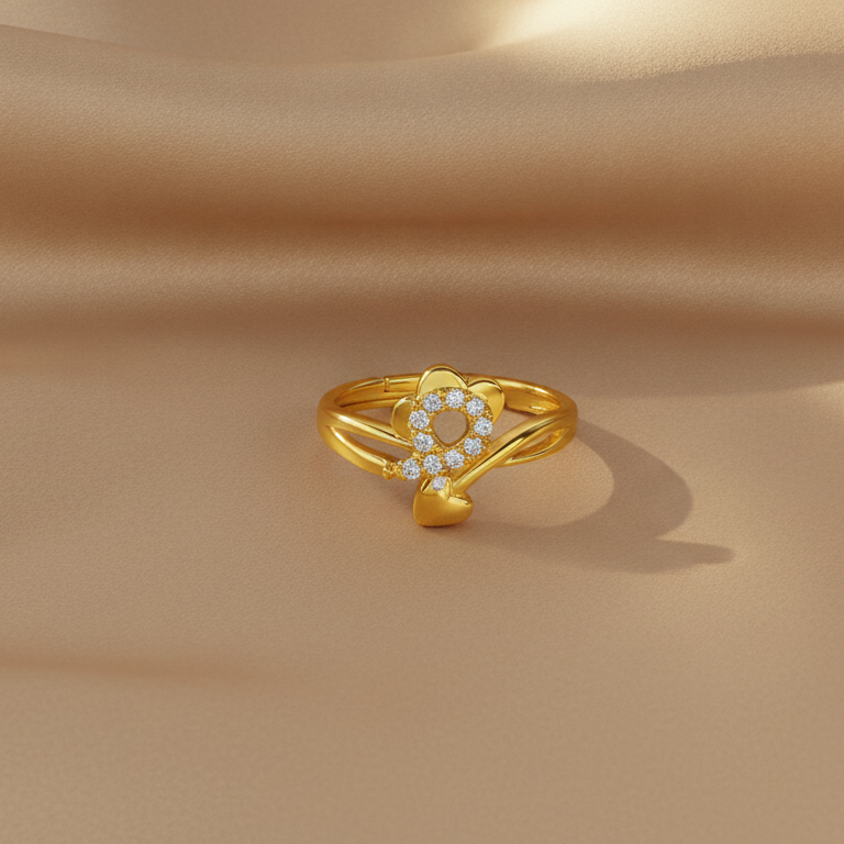 Floral Heart CZ Adjustable Ring for Women