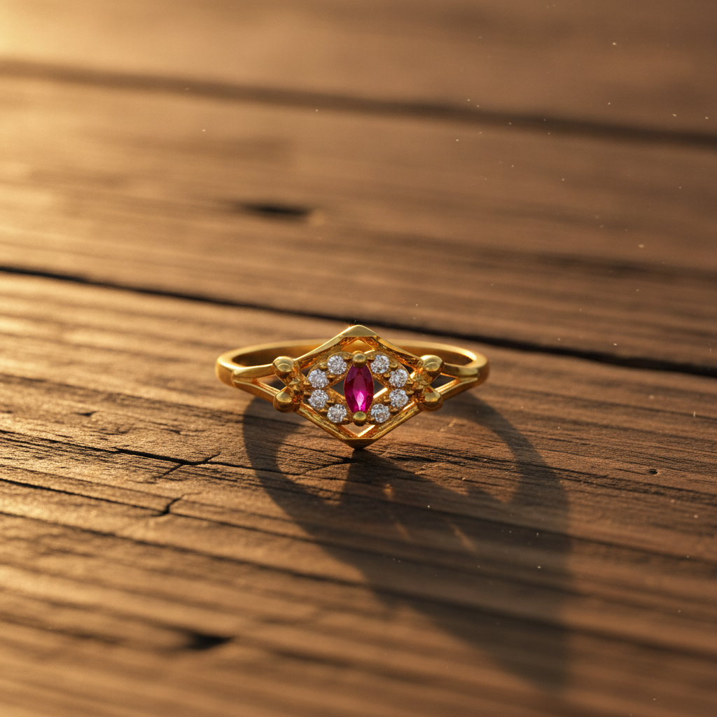 Royal Ruby Marquise Halo CZ Designer Ring