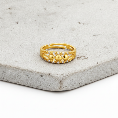 Trendy Triple Ball CZ Adjustable Ring for Women & Girls