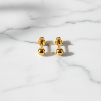 NuGold Minimalist Gold-Toned Ball Stud Earrings for Women