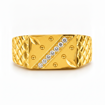 Elegant Crystal CZ Diagonal Pattern Ring for Men