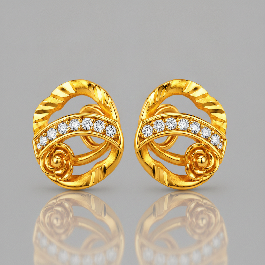 Sculpted Ribbon & Rosetta Infinite Loop Statement Earrings